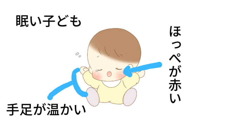 眠たい子ども皮膚体温